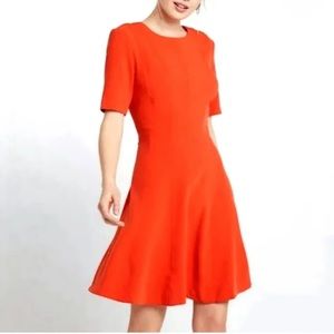 NEW Banana Republic Geo Red Linear Seam Fit and Flare Dress Size 2 Short Flirty